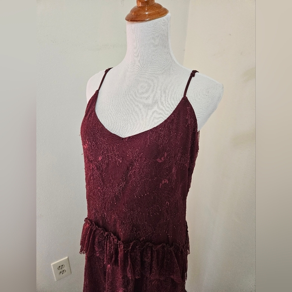 Lulus Dark Burgundy Maxi Lace Dress XL - Picture 3 of 6